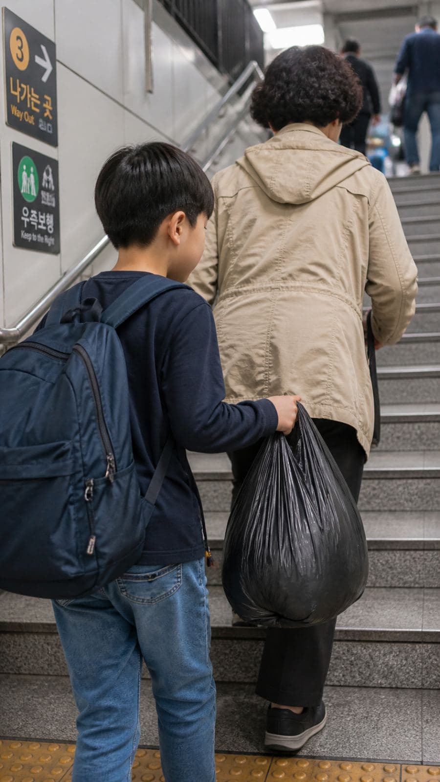 Someone helping carry luggage